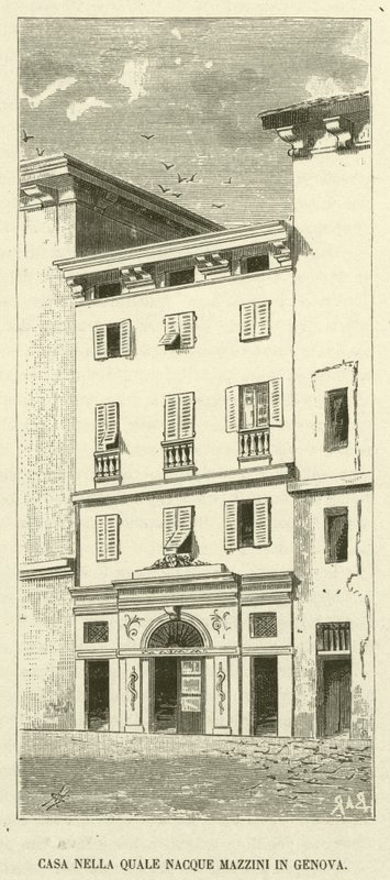 Casa em que Mazzini nasceu em Génova (gravura) de Italian School
