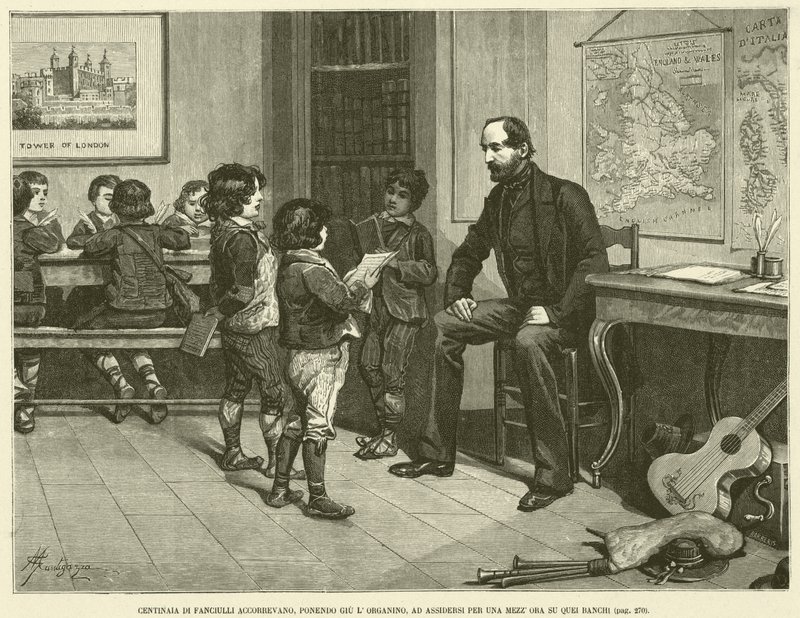 Centenas de Crianças Flocalizadas, Colocando o Órgão, para Ficar Meia Hora (gravura) de Italian School