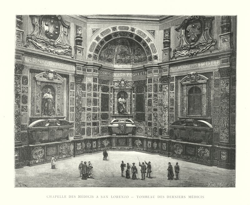 Capela dos Médicis em São Lourenço, Túmulo dos Últimos Médicis (gravura) de Italian School