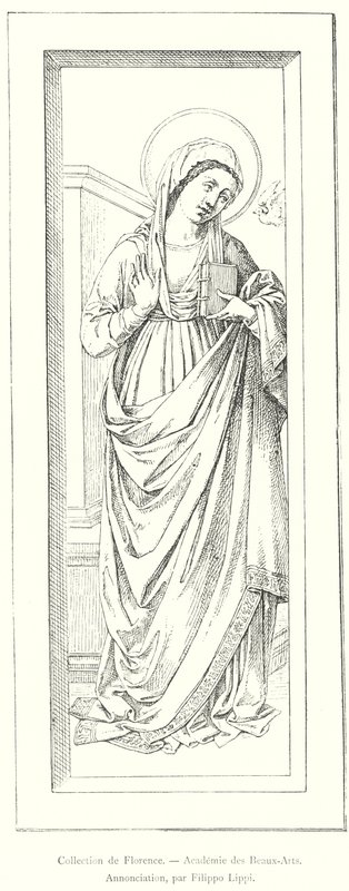 Colecção Florence, Academia de Belas Artes, Anunciação, de Filippo Lippi (gravura) de Italian School