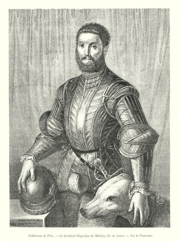 Coleção Pitti, Cardeal Hippolyte de Medici, filho de Julian, pelo Pontormo (gravura) de Italian School