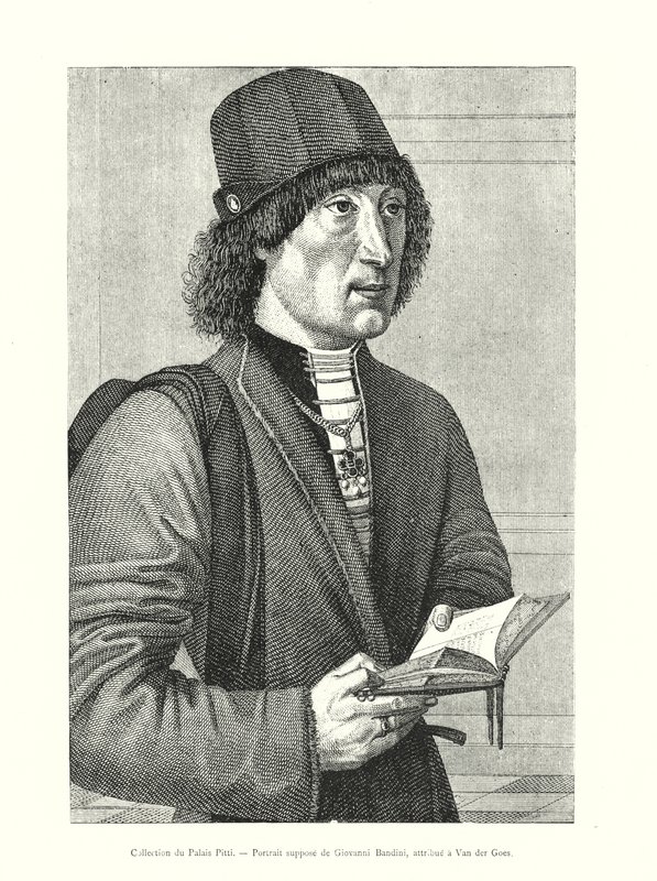 Coleção Pitti Palace, Retrato de Giovanni Bandini, atribuído a Van der Goes (gravura) de Italian School
