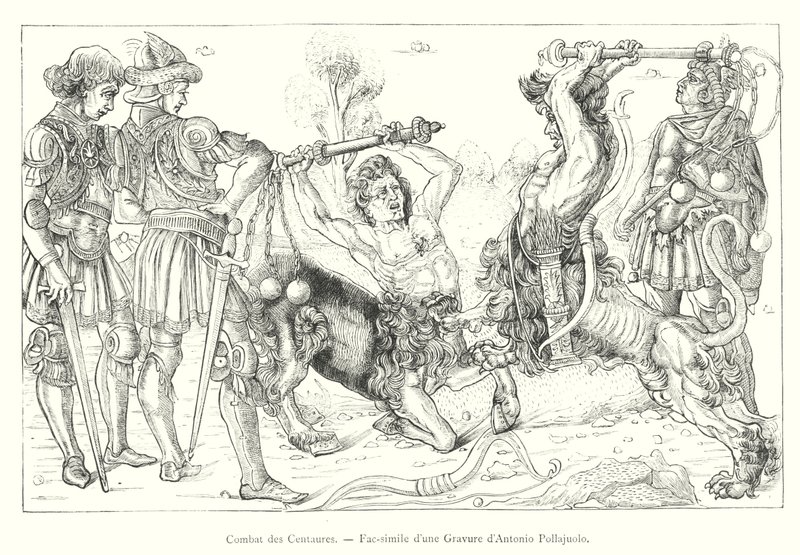 Combate aos Centauros, Fac-símile de uma Gravura de Antonio Pollajuolo de Italian School