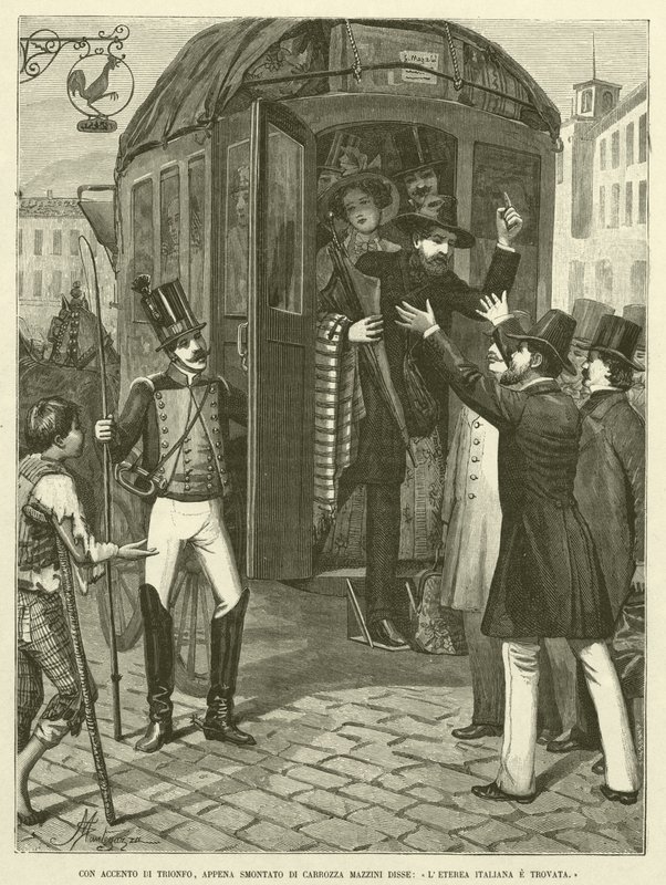 Com Sotaque de Triunfo, Apenas Desmontado do Carro Mazzini disse, "O Etéreo e Fundado Italiano" (gravura) de Italian School