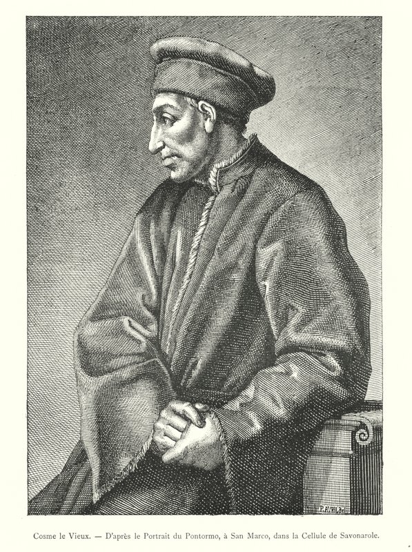 Cosimo o Ancião, Do Retrato do Pontormo, em San Marco, na Célula de Savonarola (gravura) de Italian School