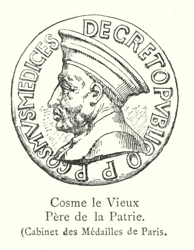 Cosme le Vieux, Pere de la Patrie, Cabinet des Medailles de Paris (gravura) de Italian School