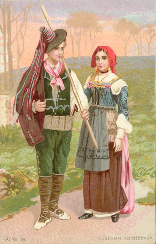 Fato de Abruzzese (cromolitho) de Italian School