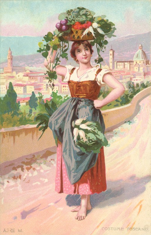 Traje toscano (cromolitho) de Italian School