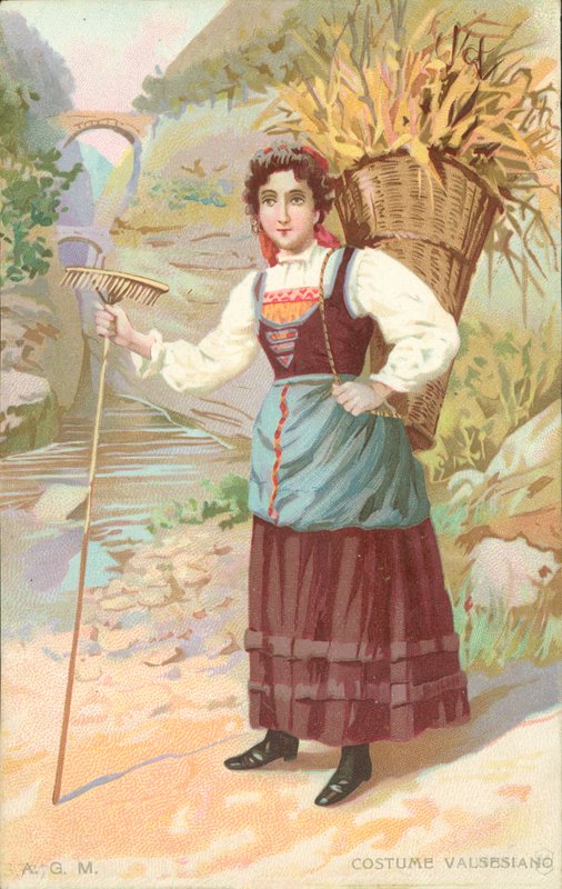 Traje Valsesiano (cromolitho) de Italian School
