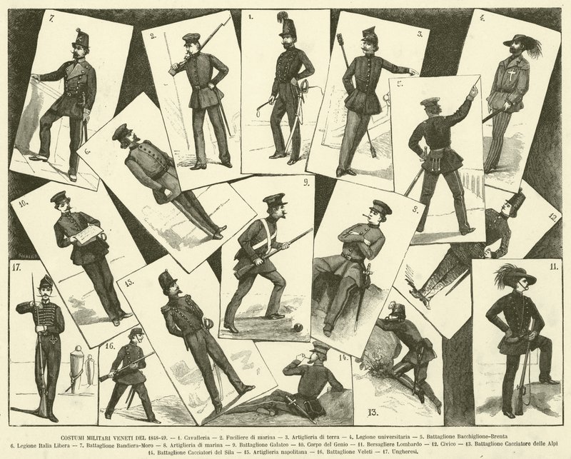 Roupas Militares Venezianas de 1848-49 (gravura) de Italian School