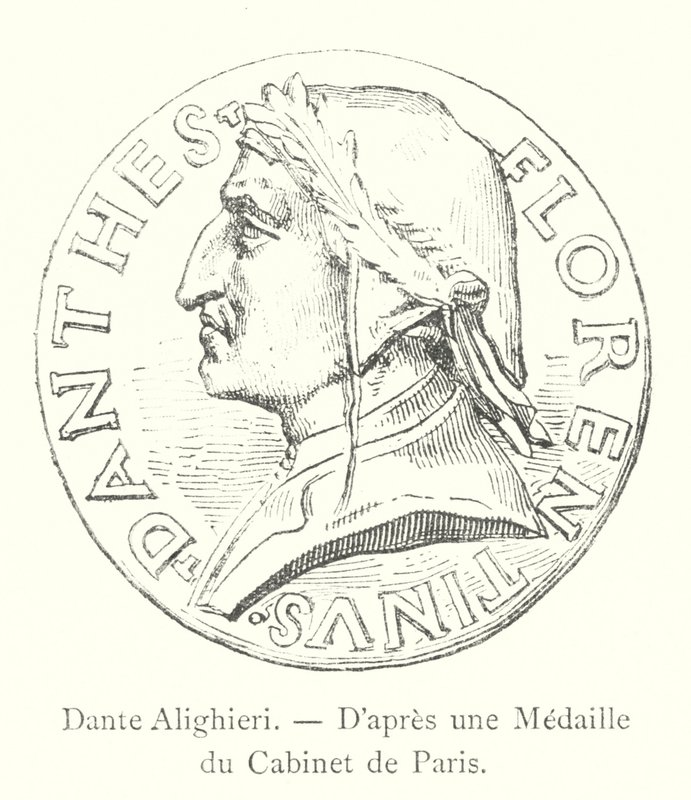 Dante Alighieri, de uma Medalha do Gabinete de Paris (gravura) de Italian School