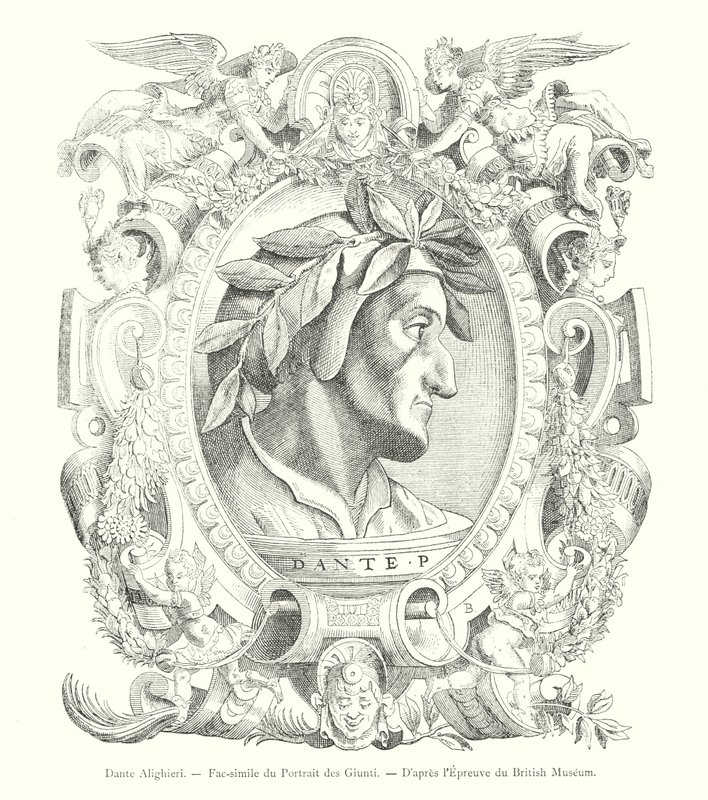 Dante Alighieri, Fac-símile do Retrato dos Giunti, Do Museu Britânico Proof (gravura) de Italian School