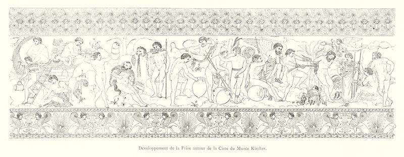 Desenvolvimento do friso em torno do Cist do Museu Kircher (gravura) de Italian School