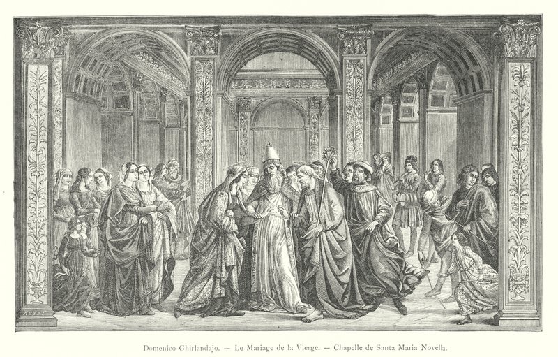 Domenico Ghirlandajo, Le Mariage de la Vierge, Chapelle de Santa Maria Novella (gravura) de Italian School