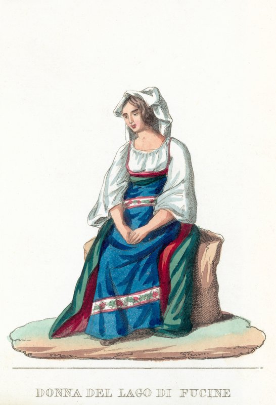 Donna Del Lago Di Fucine (gravura colorida) de Italian School