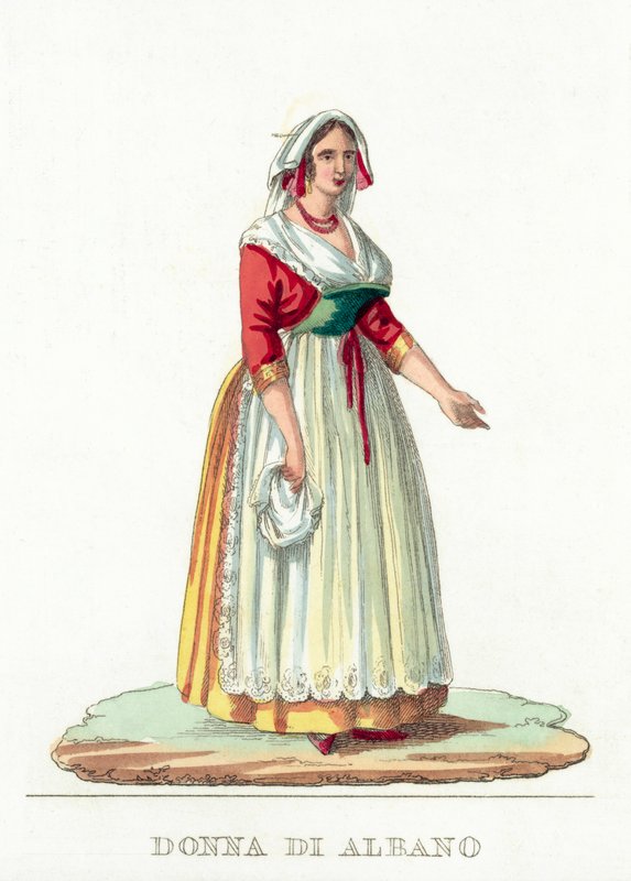 Donna Di Albano (gravura a cores) de Italian School