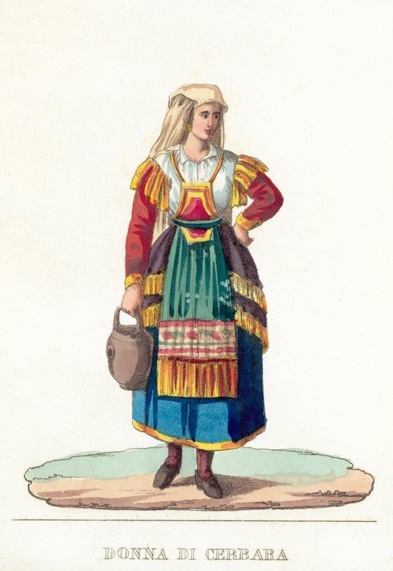Donna Di Cerbara (gravura colorida) de Italian School
