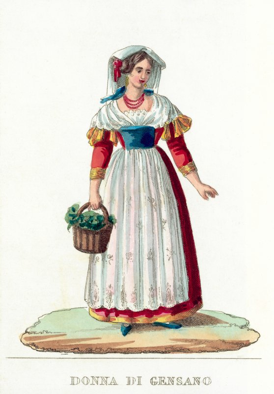 Donna Di Gensano (gravura colorida) de Italian School