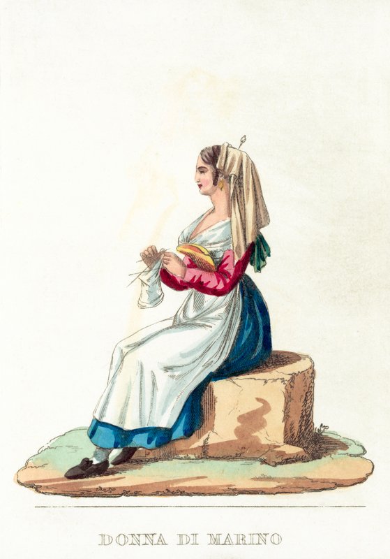 Donna Di Marino (gravura colorida) de Italian School