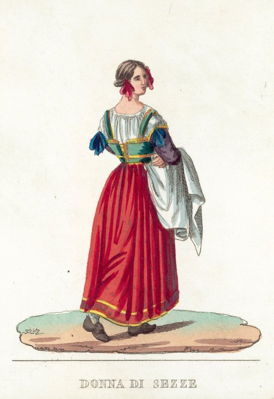 Donna Di Sezze (gravura colorida) de Italian School