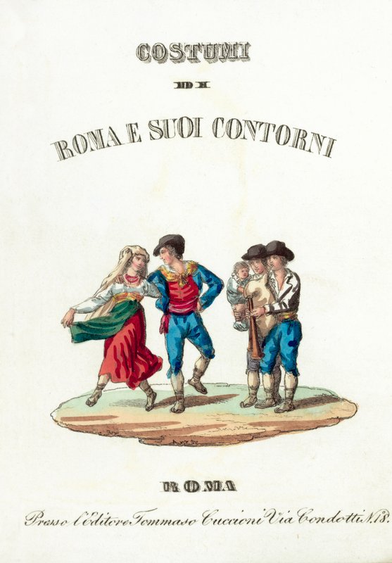 Frontispício (gravação a cores) de Italian School