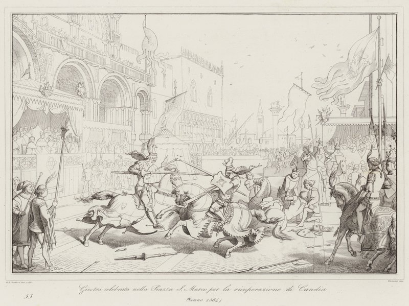 Jousting celebrado na Praça de São Marcos para a recuperação da Candia de Italian School