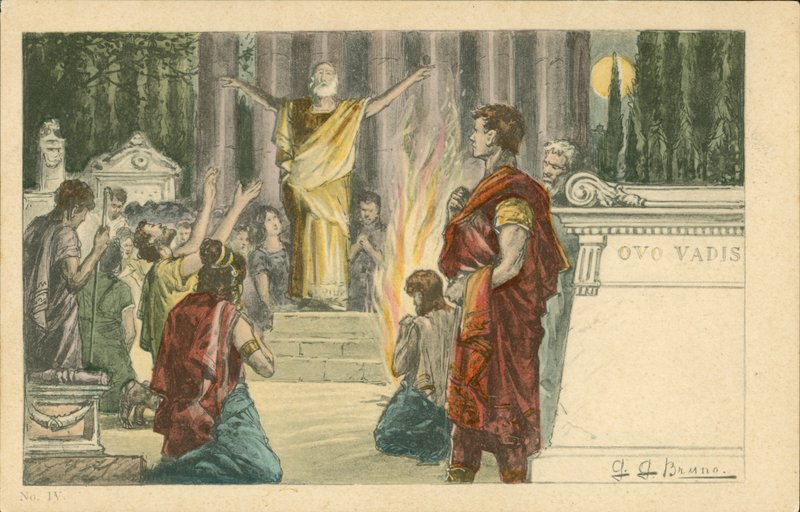 Ilustração para o romance Quo Vadis de Henryk Sienkiewicz (litografia a cores) de Italian School