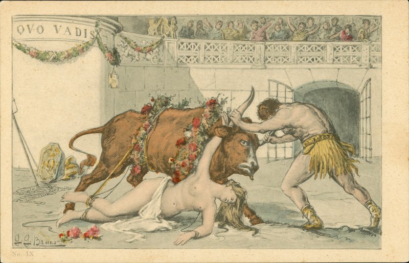 Ilustração para o romance Quo Vadis de Henryk Sienkiewicz (litografia a cores) de Italian School