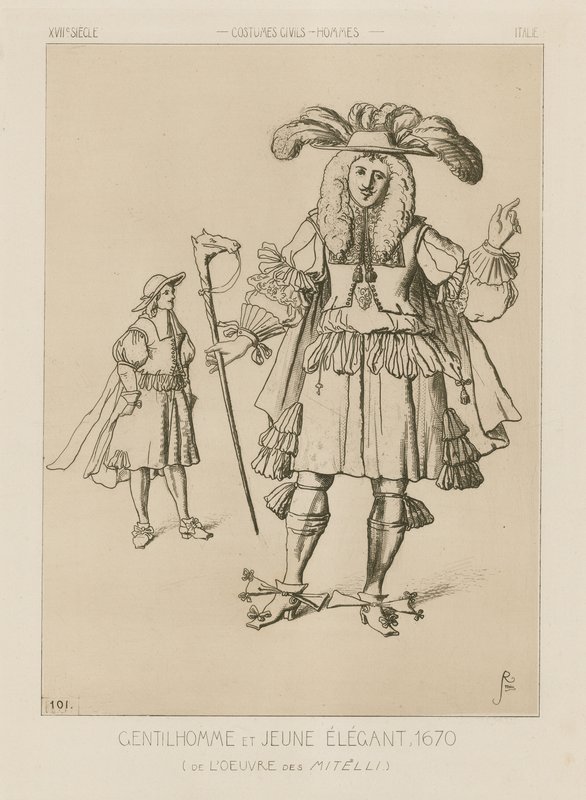 Cavalheiro italiano e jovem elegante, 1670 de Italian School