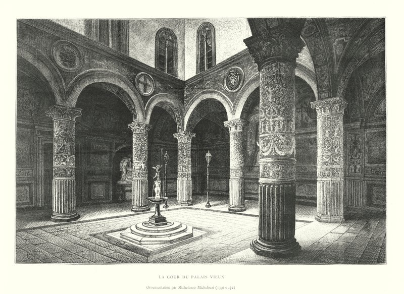 O Pátio do Palácio Velho, Ornamentação de Michelozzo Michelozzi de Italian School