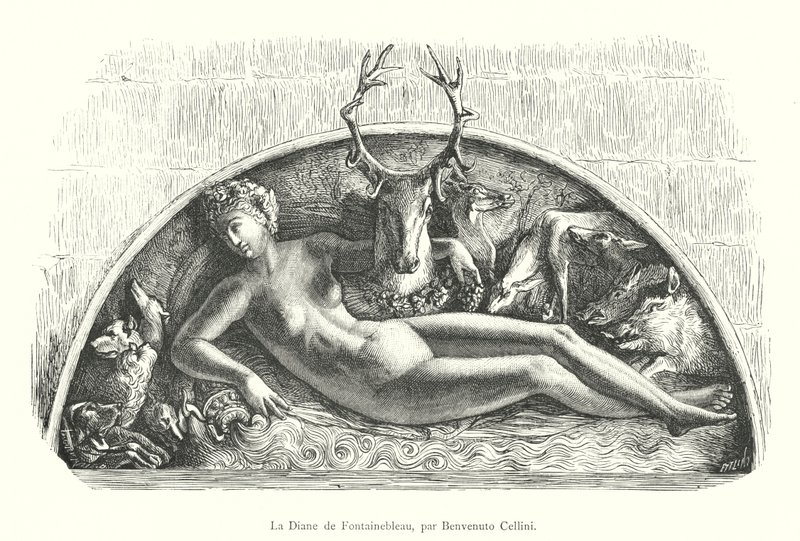A Diana de Fontainebleau, de Benvenuto Cellini (gravura) de Italian School