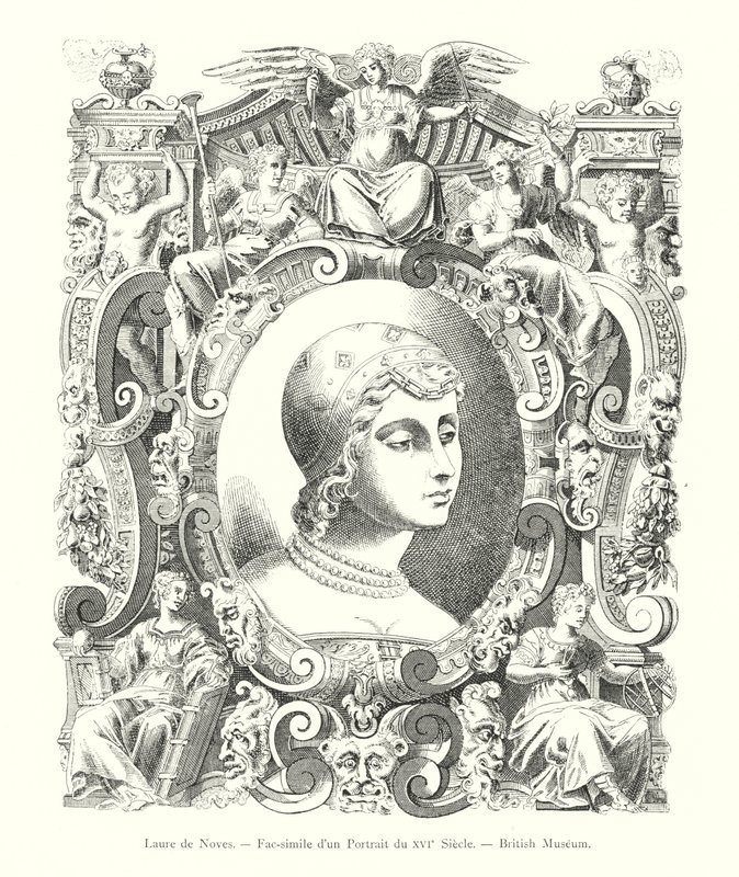 Laure de Noves, Fac-símile de um Retrato do Século XVI, Museu Britânico (gravura) de Italian School
