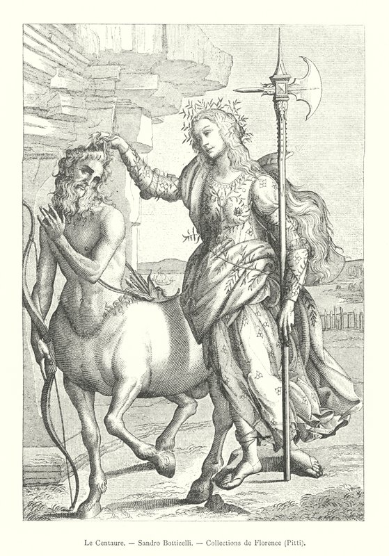 Le Centaure, Sandro Botticelli, Collections de Florence, Pitti (gravura) de Italian School