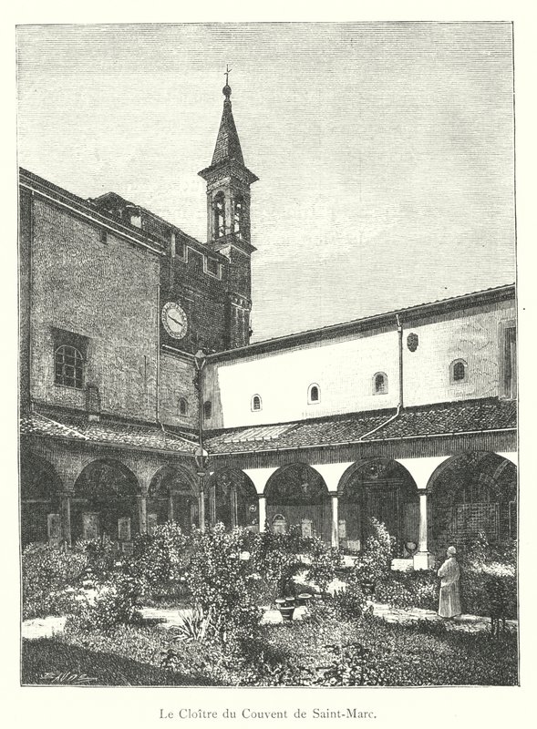 O Claustro do Convento de São Marcos (gravura) de Italian School