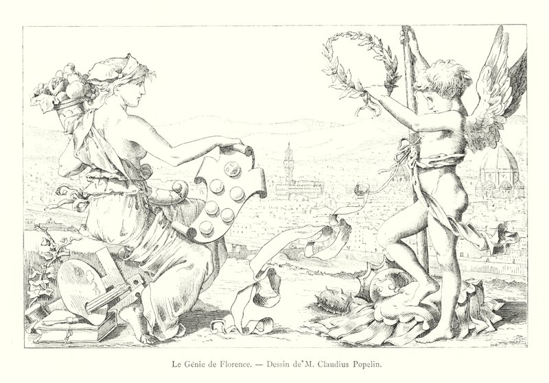 Le Genie de Florence, Dessin de M Claudius Popelin (gravura) de Italian School