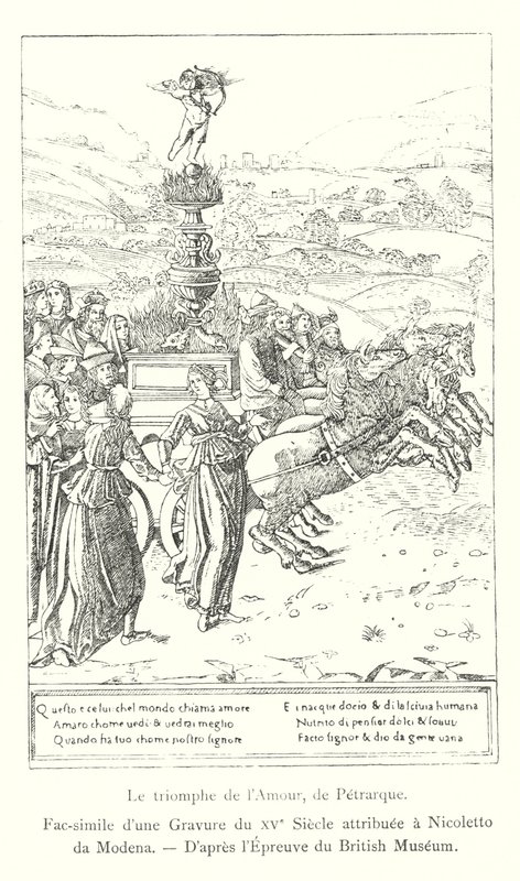 O Triunfo do Amor, de Petrarca, Fac-símile de uma gravura do século XV atribuída a Nicoletto da Modena, do Museu Britânico Proof (gravura) de Italian School