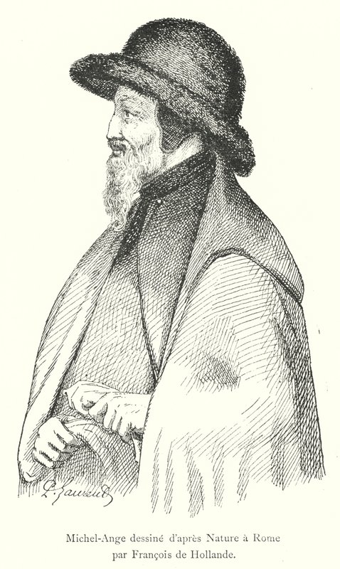 Michelangelo desenhado da Natureza em Roma por Francisco da Holanda (gravura) de Italian School