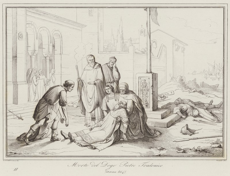 Morte de Doge Pietro Tradonico, 864 (gravura) de Italian School