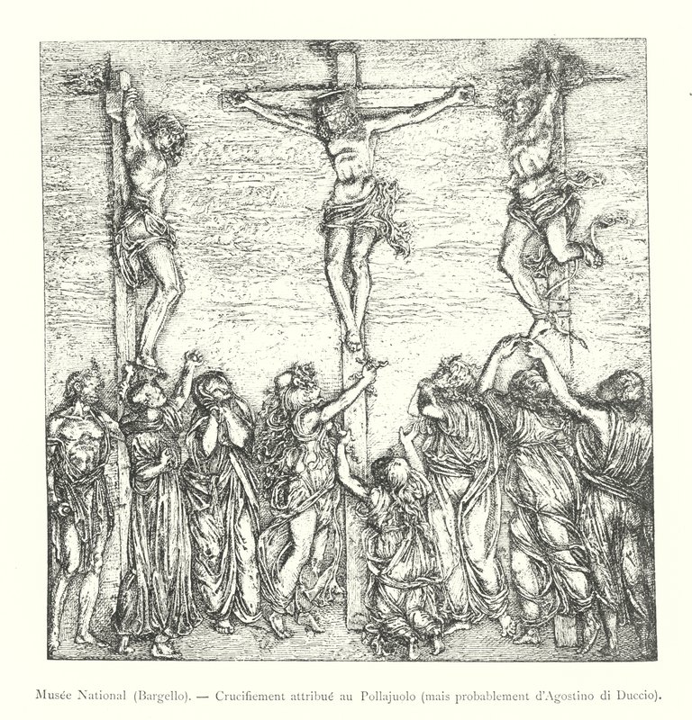 Museu Nacional, Bargello, Crucificação atribuída a Pollajuolo, mas provavelmente por Agostino di Duccio (gravura) de Italian School