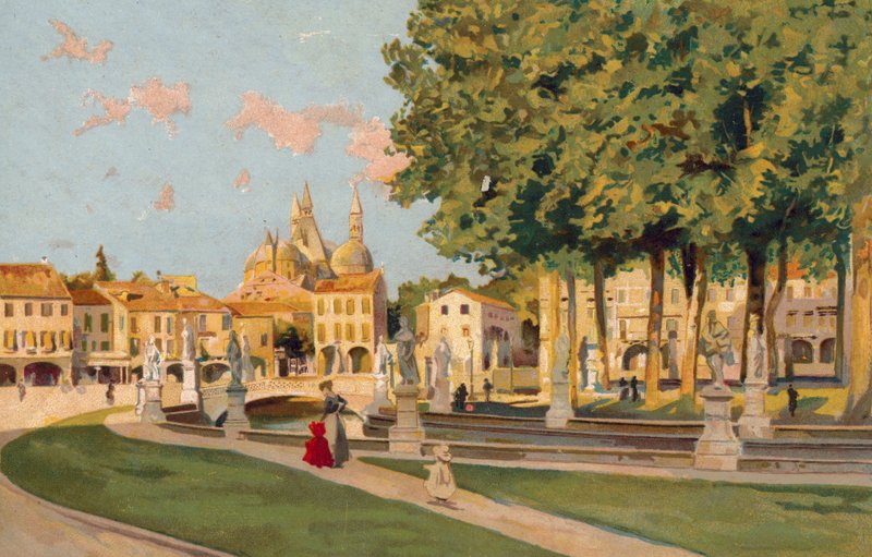 Pádua / Pádua: Piazza Vittorio Emanuele, Prato della Valle (cromolitografia) de Italian School