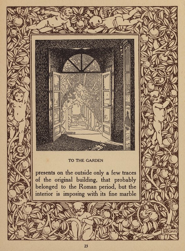 Página da brochura do San Domenico Palace Hotel, Taormina (litografia) de Italian School