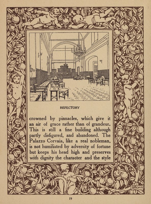 Página da brochura do San Domenico Palace Hotel, Taormina (litografia) de Italian School