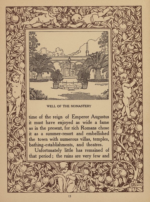 Página da brochura do San Domenico Palace Hotel, Taormina (litografia) de Italian School