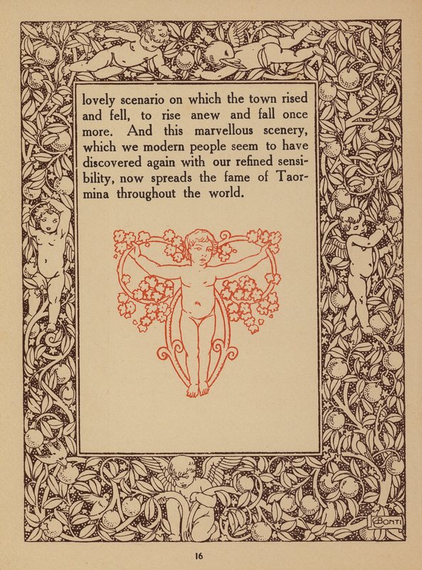 Página da brochura do San Domenico Palace Hotel, Taormina (litografia) de Italian School
