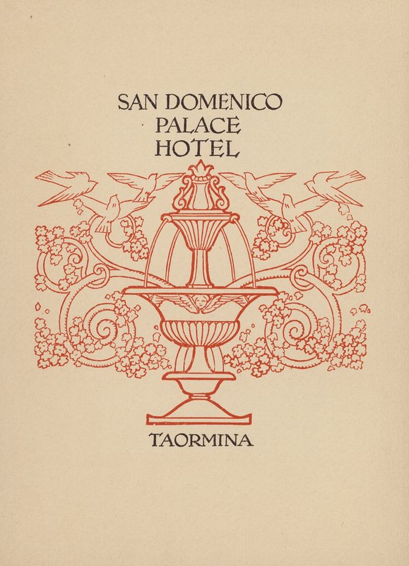 Página da brochura do San Domenico Palace Hotel, Taormina (litografia) de Italian School