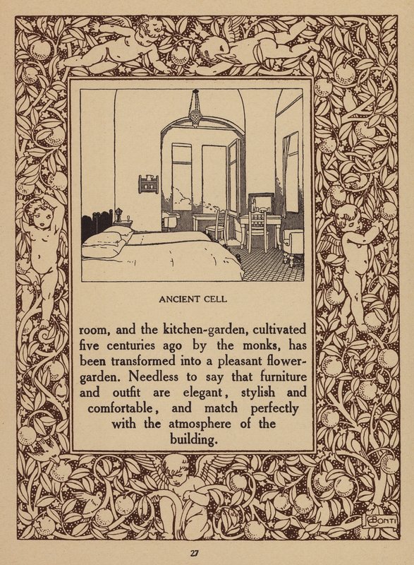 Página da brochura do San Domenico Palace Hotel, Taormina (litografia) de Italian School