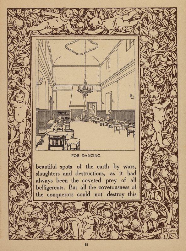 Página da brochura do San Domenico Palace Hotel, Taormina (litografia) de Italian School