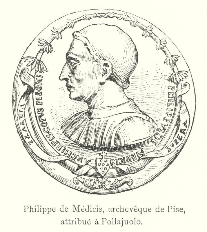 Filipe de Médici, arcebispo de Pisa, atribuído a Pollajuolo (gravura) de Italian School