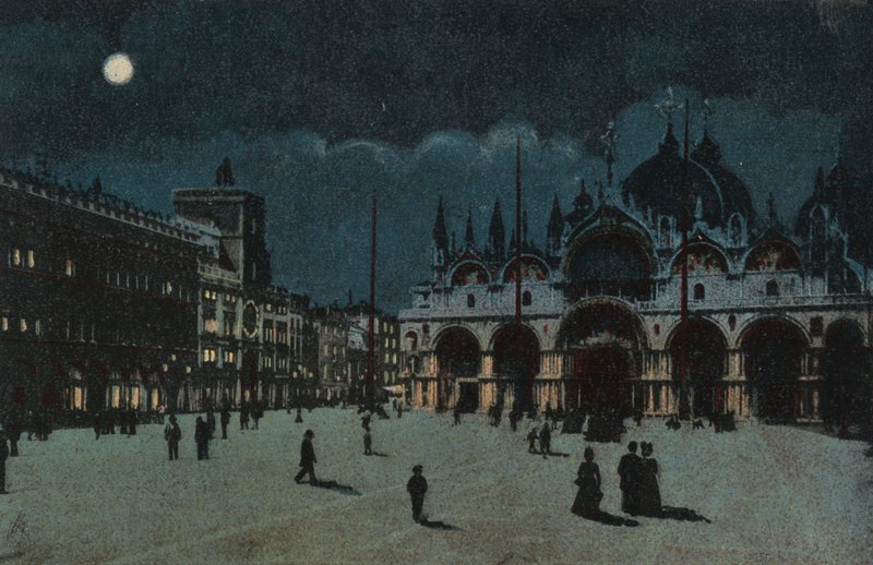 Praça de São Marcos (litografia a cores) de Italian School