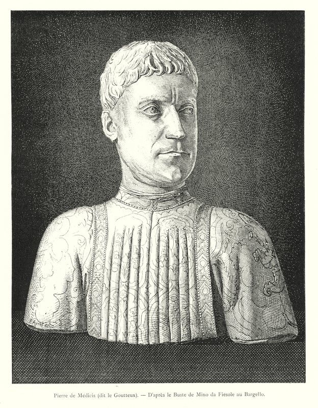 Pedro de Medici, conhecido como Goutteux, Depois do busto de Mino da Fiesole no Bargello (gravura) de Italian School